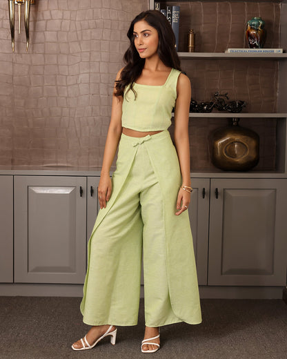 GREEN CROP TOP & PALAZZO SET