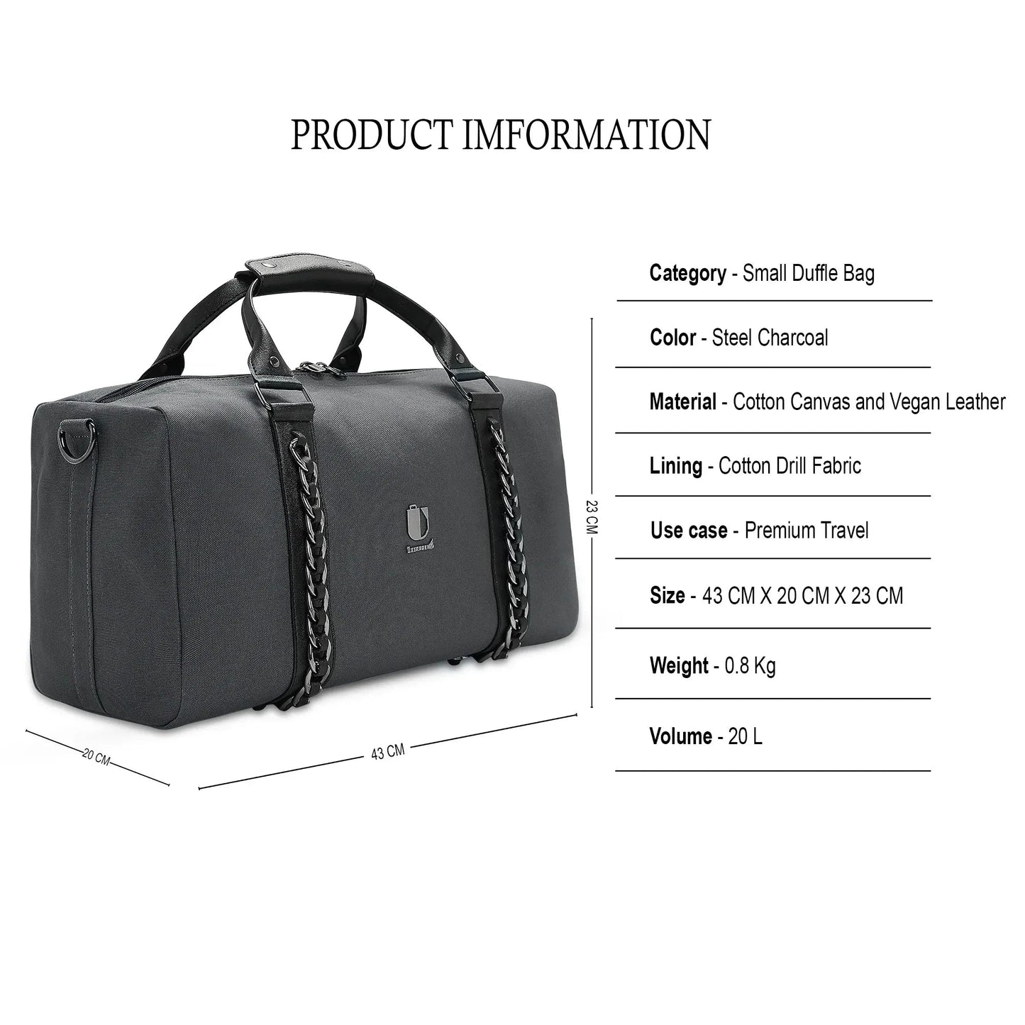 Soul Link - Steel Charcoal | Small Duffle Bag / Soft Travel Companion