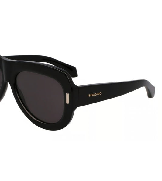 Salvatore Ferragamo Lente Solar Black Lente Solid Grey Sunglasses