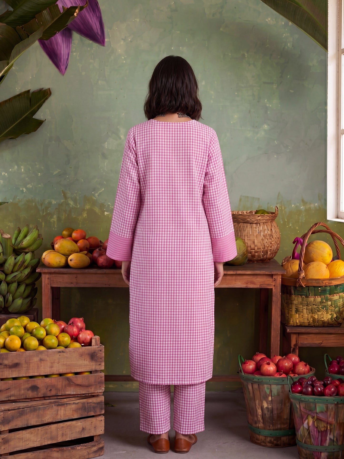 URBAN BLUSH CHECKS KURTA SET