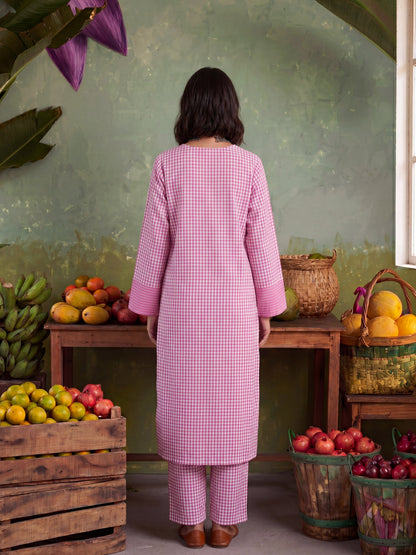 URBAN BLUSH CHECKS KURTA SET