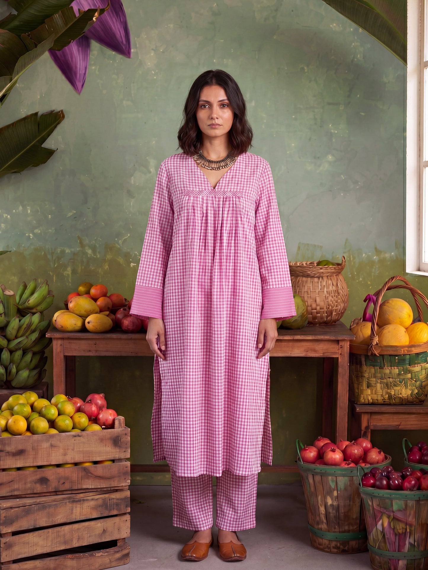URBAN BLUSH CHECKS KURTA SET