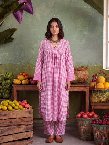 URBAN BLUSH CHECKS KURTA SET