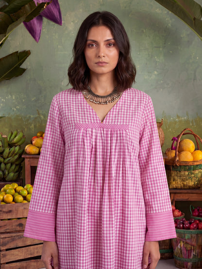 URBAN BLUSH CHECKS KURTA SET