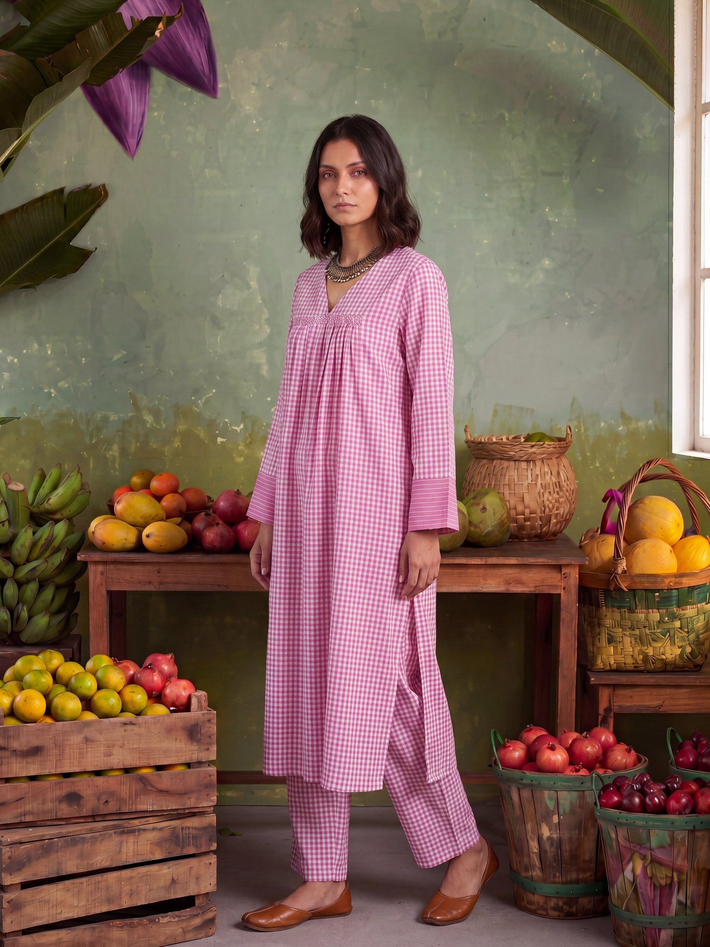 URBAN BLUSH CHECKS KURTA SET
