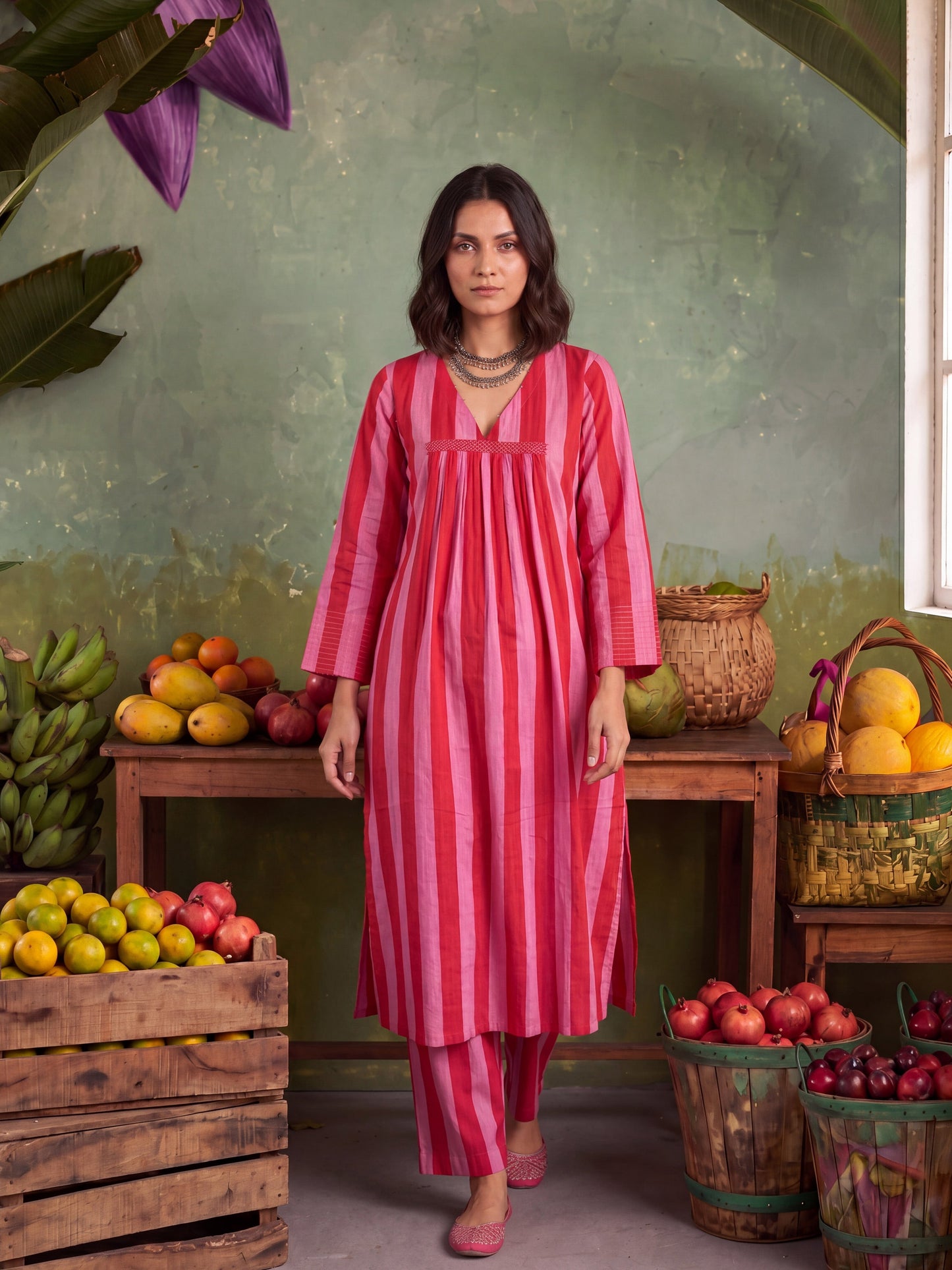 URBAN BERRY STRIPE KURTA SET