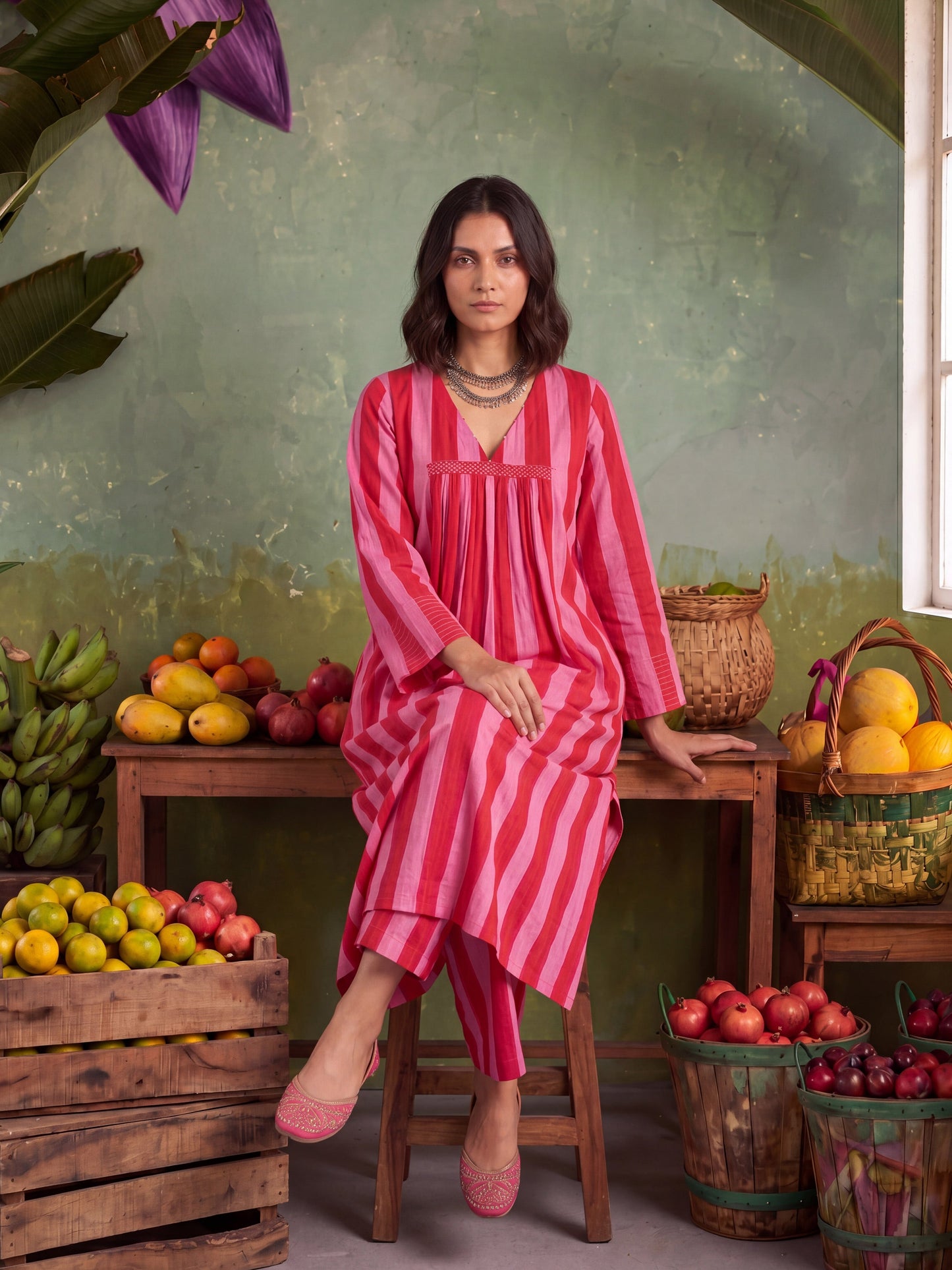 URBAN BERRY STRIPE KURTA SET
