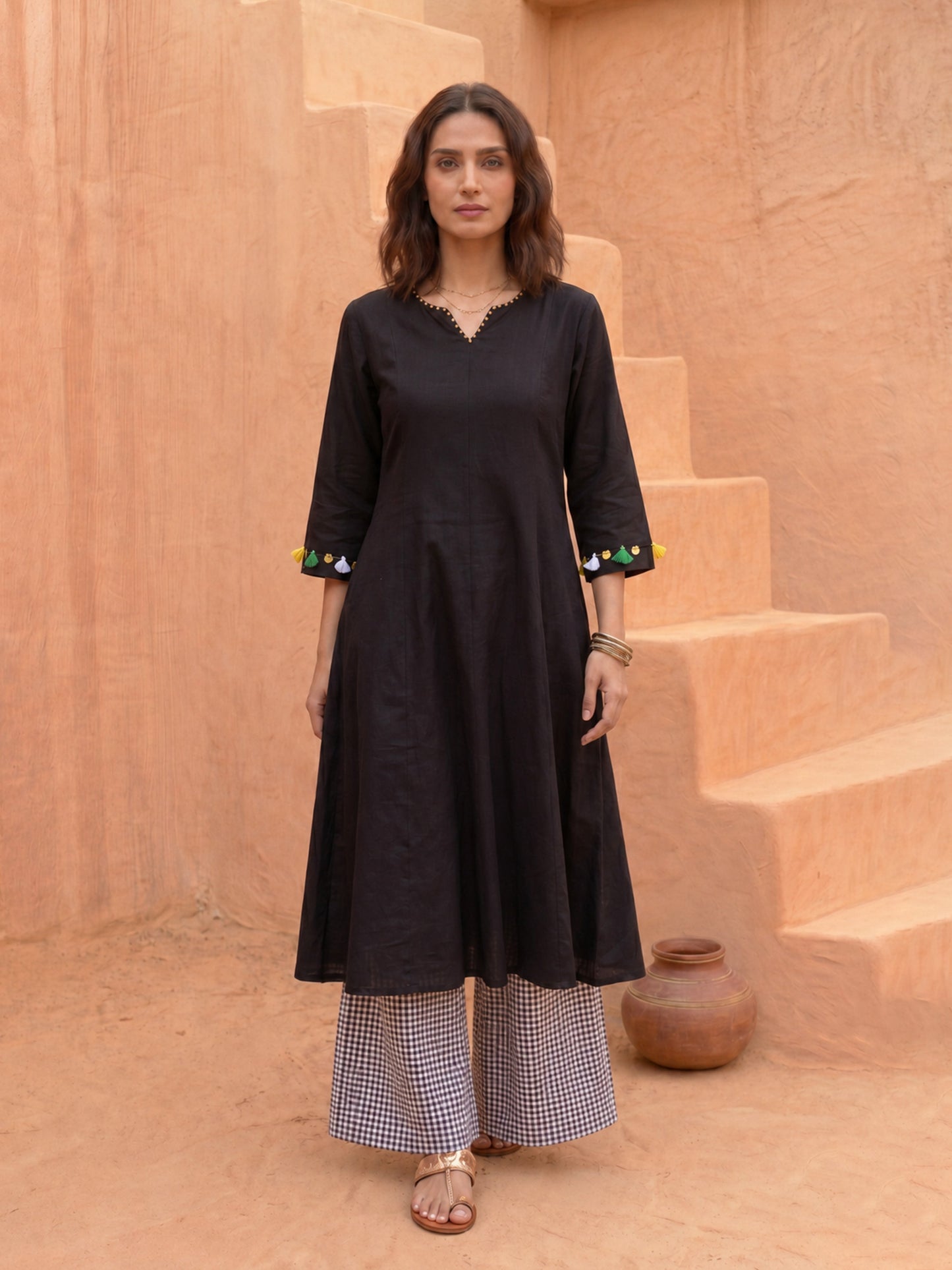 SHADOW & GRID KURTA SET