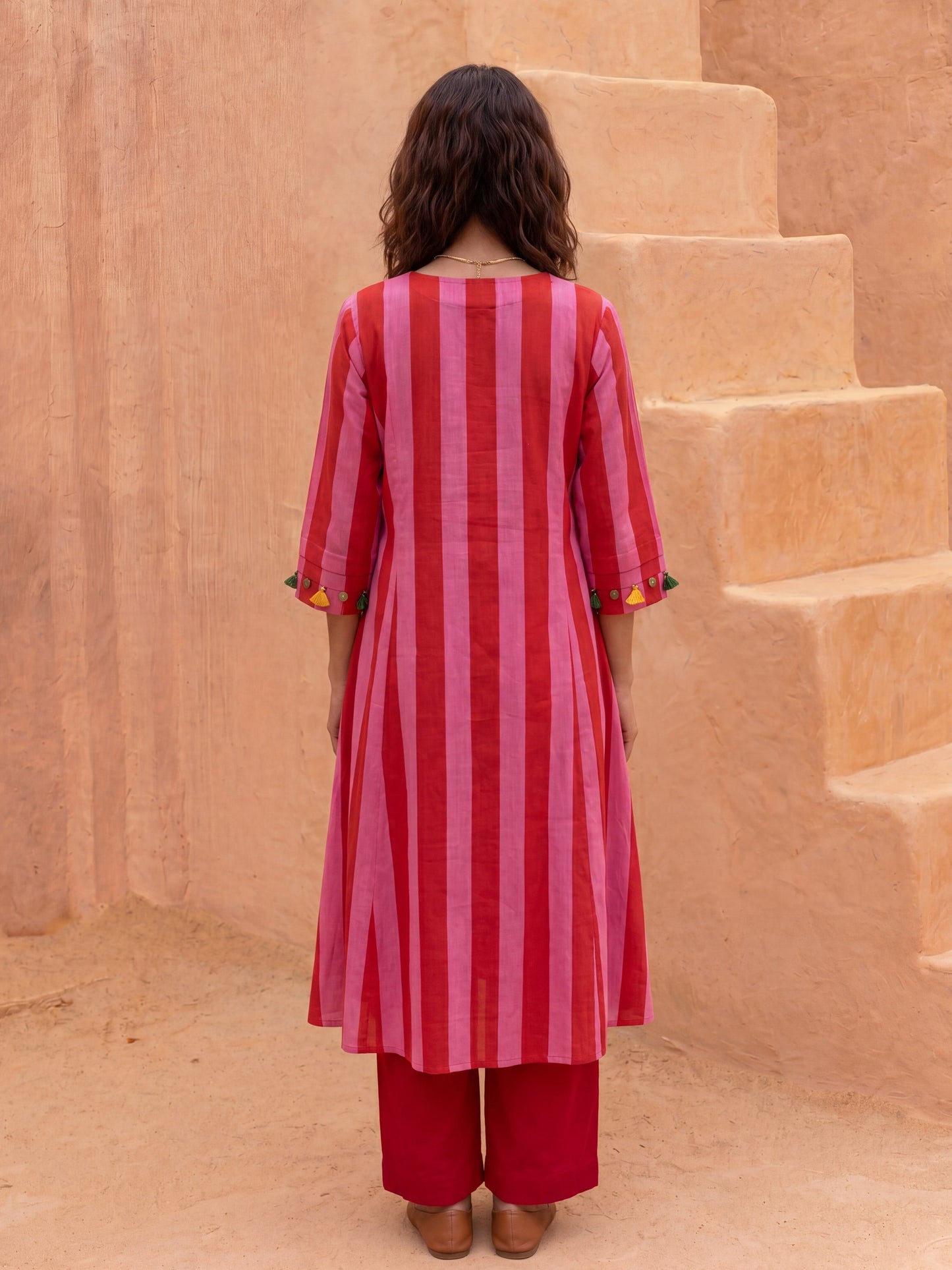 BERRY STRIPE KURTA SET
