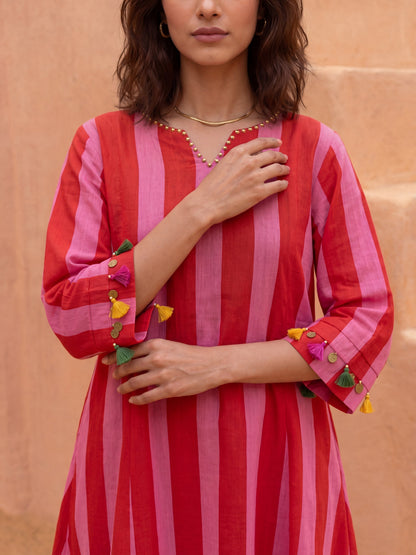 BERRY STRIPE KURTA SET
