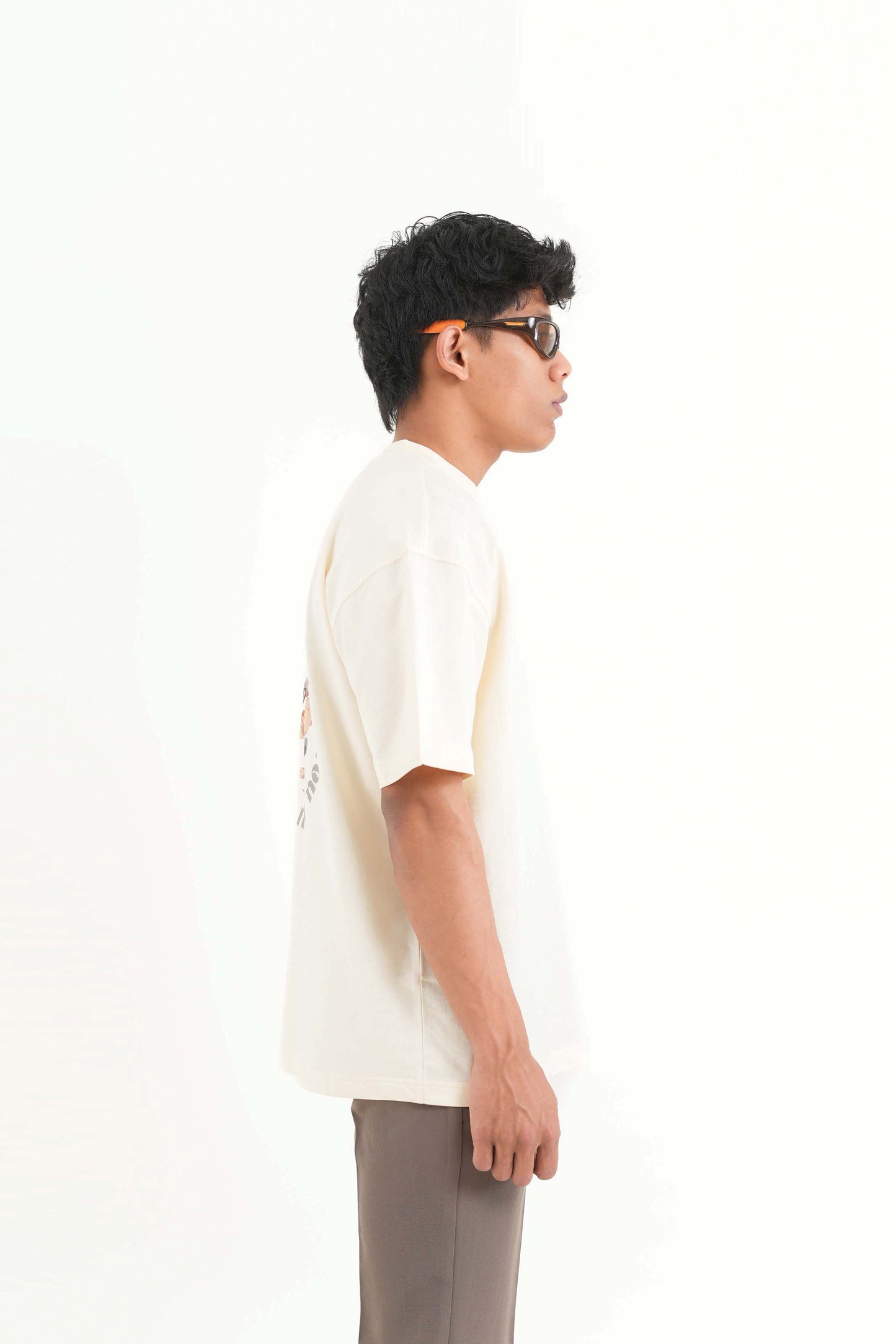 Beautiful Cream Oversized Printed T-Shirt