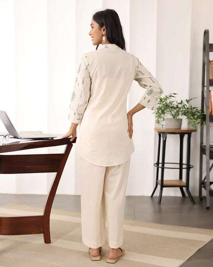 V-neck Printed Cotton Co-ord Set