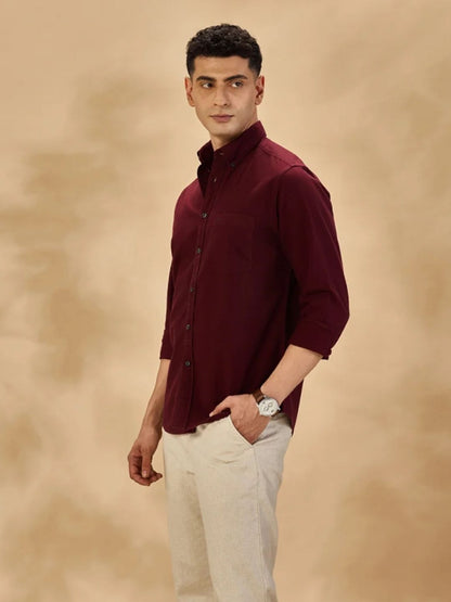 Aldeno Men Oxford Maroon Casual Shirt (GOWIN)