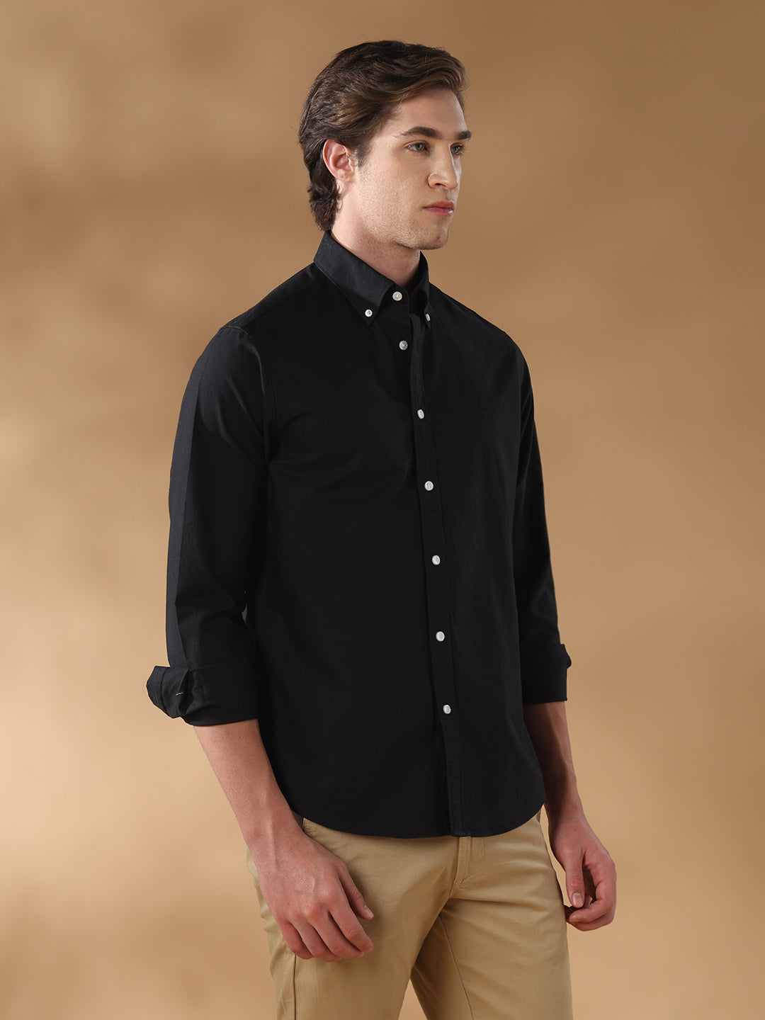 Black Regular Fit Casual Cotton Shirt for men (LAXEN)