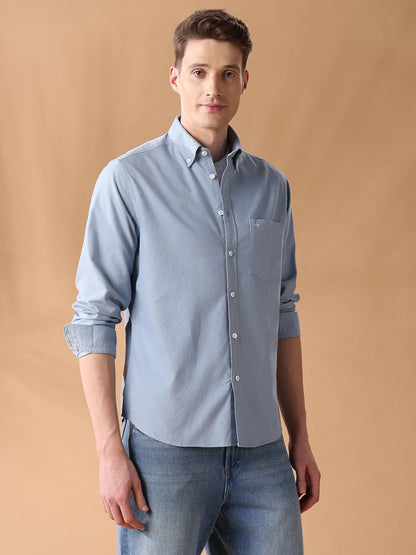 Blue Regular Fit Solid Casual Shirt for Men (SILVO)