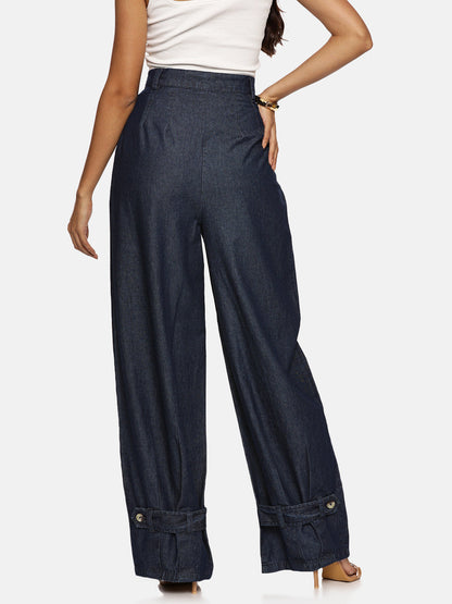 IS.U Dark Blue Barrel Fit Pant