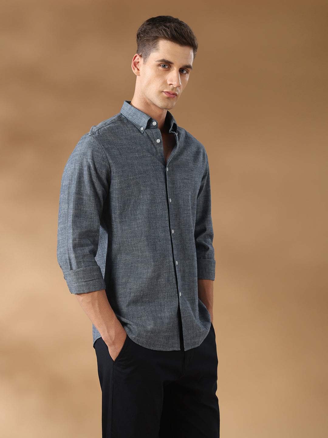 Grey Regular Fit Formal Cotton Shirt for men (CANTO)