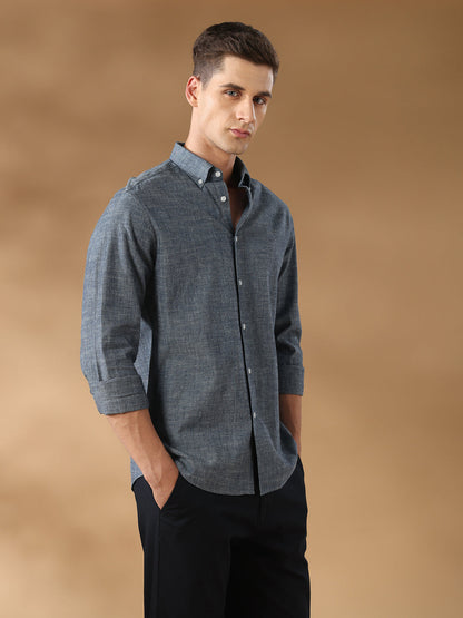 Grey Regular Fit Formal Cotton Shirt for men (CANTO)