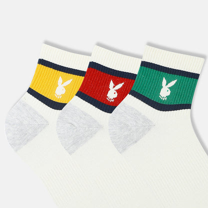 Men’s Playboy Themed Ribbed High Ankle Socks SocksXpress