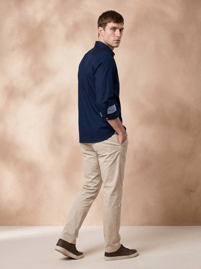 Regular Fit Cotton Navy Blue Formal Shirt for Men (EVRIN)