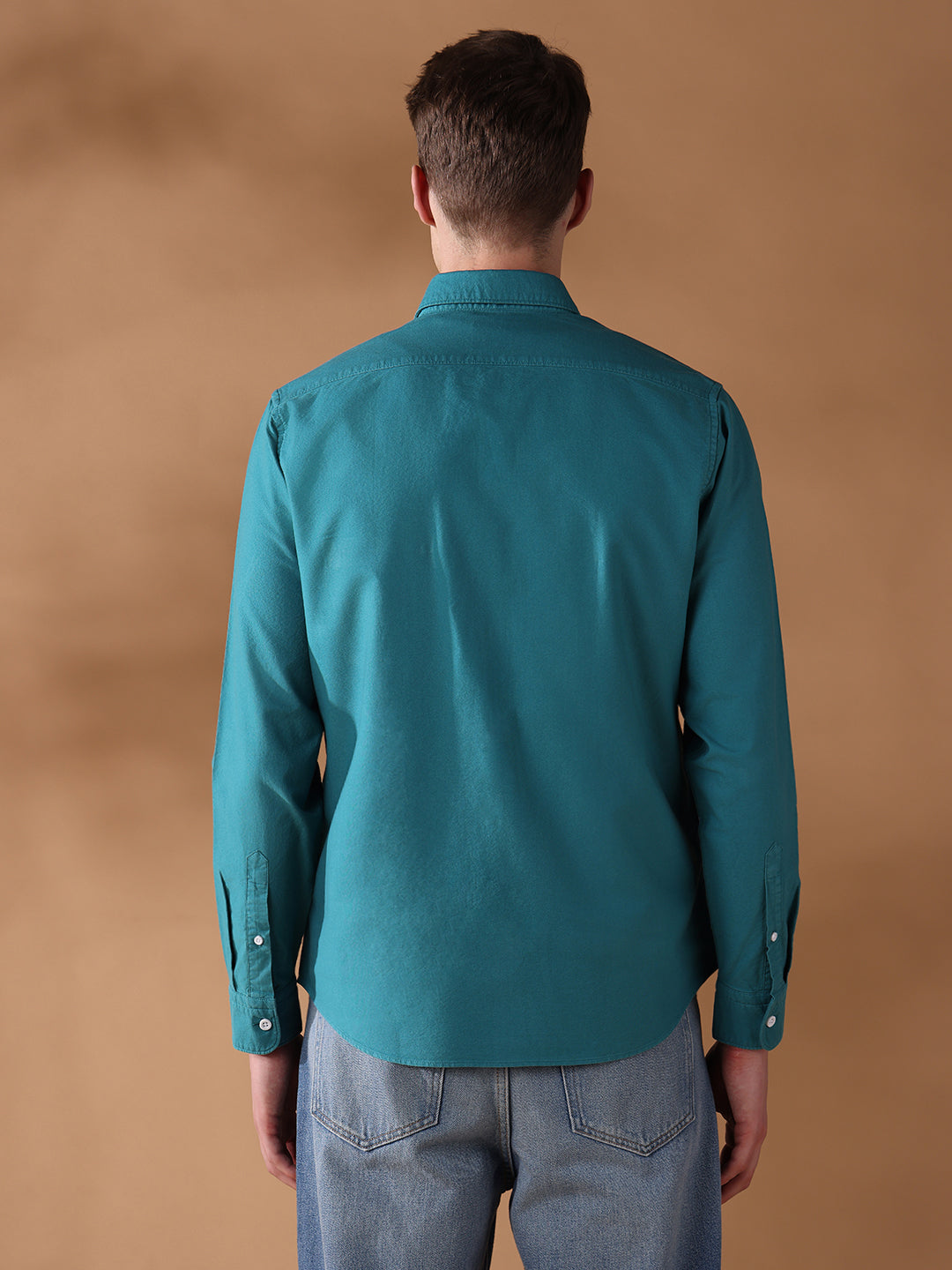 Teal Blue Regular Fit Solid Casual Shirt for Men (OWEN)
