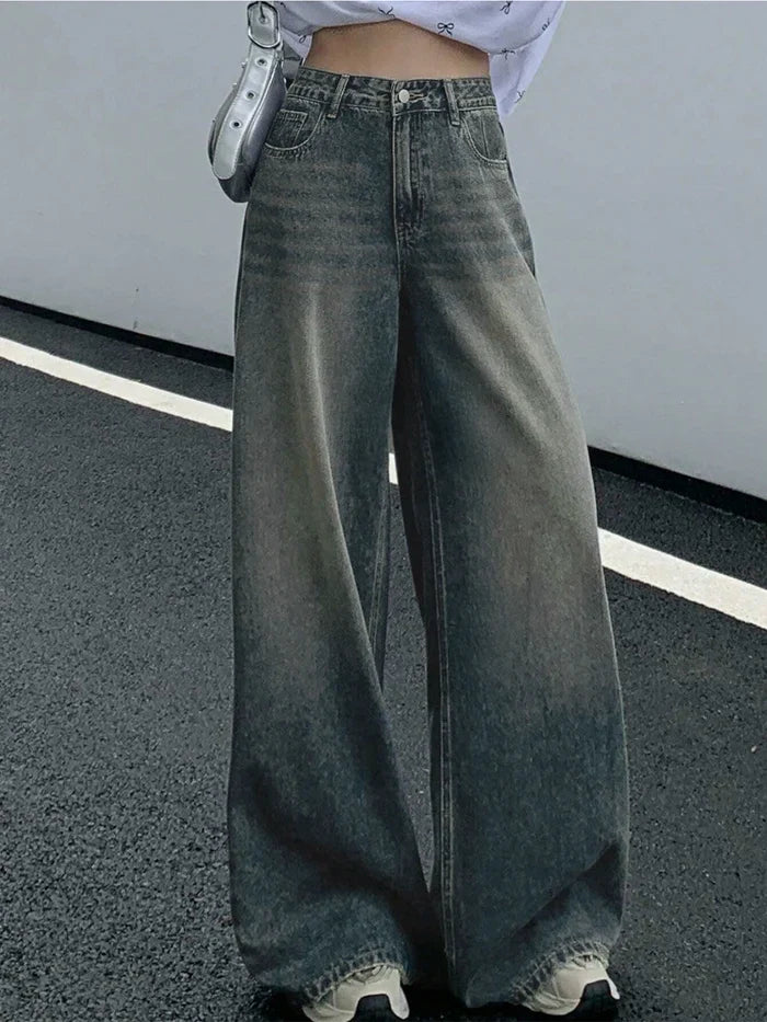Aurora Blue Washed Super Wide Leg Jeans