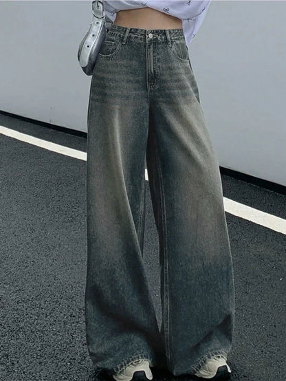 Aurora Blue Washed Super Wide Leg Jeans