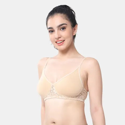 Seamless nude lace bra Envie 3/4th coverage non wired non padded lightweight invisible bra for women