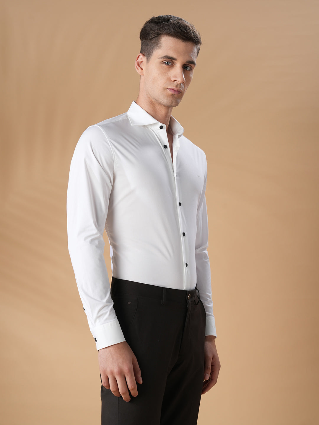 Off White Slim Fit Formal Cotton Shirt for men (CIECA)