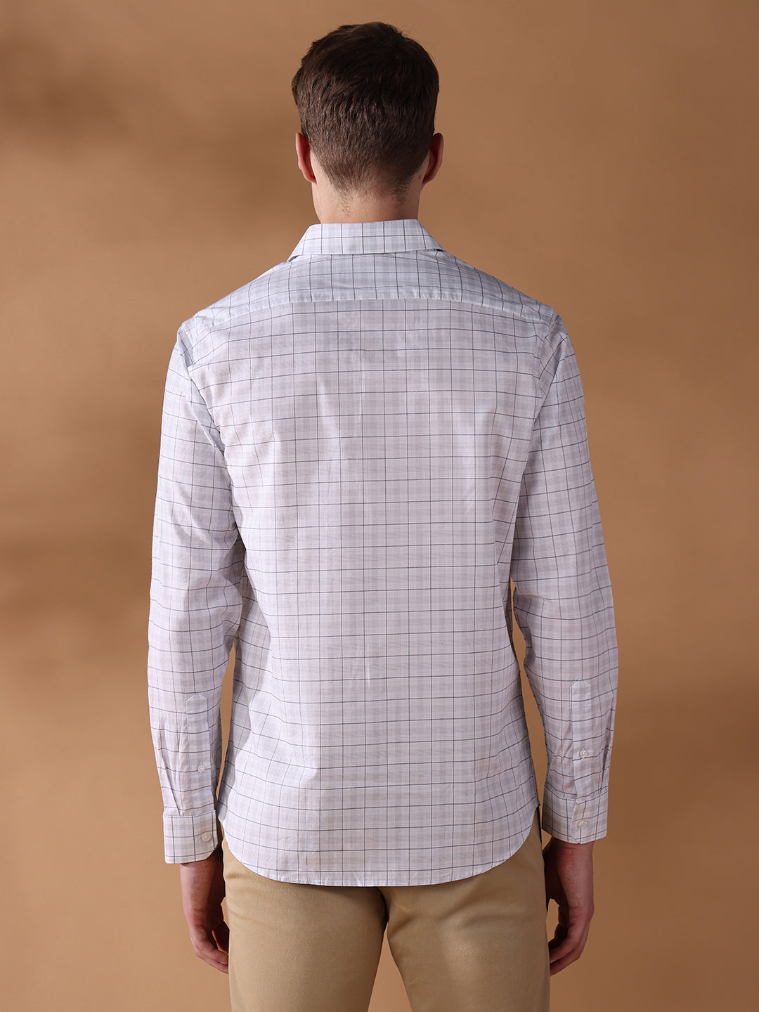 White Regular Fit Checked Formal Shirt for Men (CINDA)