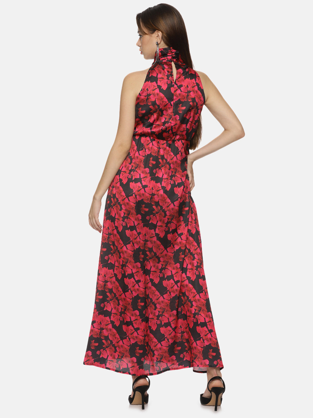 Buy Halter Neck Maxi Dress For Women In Red