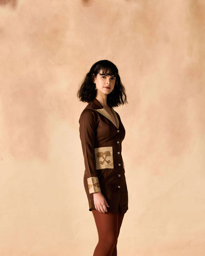 Vintage Lock and Key Embroidered Shirtdress