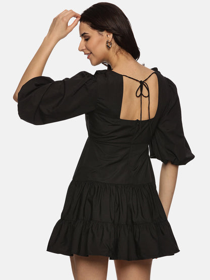 Buy Puff Sleeve Mini Dress For Women In Black