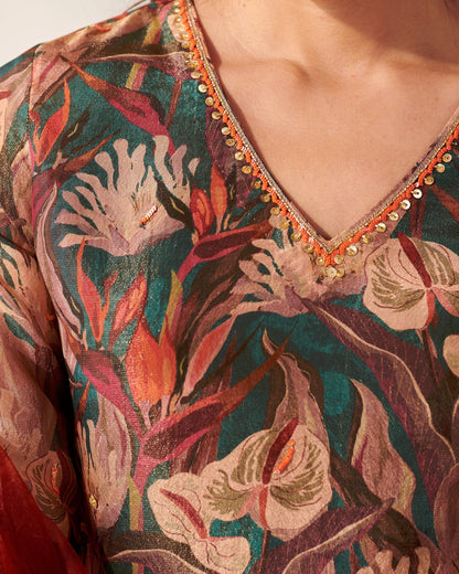 Green Gota & Foliage Suit Set