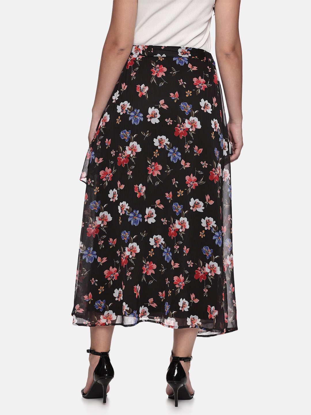 IS.U Floral Black Skirt and Top Co-ord set