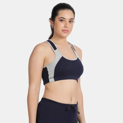 Envie black grey flannel activewear sports bra for workout yoga and running