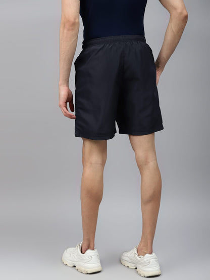 Alcis Men Navy Blue Solid Slim Fit Sports Shorts