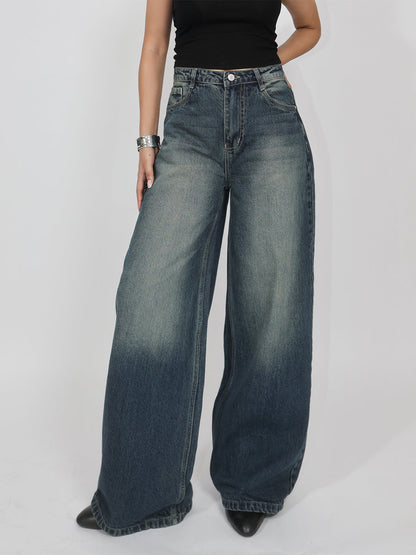 Oxford Blue Washed Wide Leg Jeans