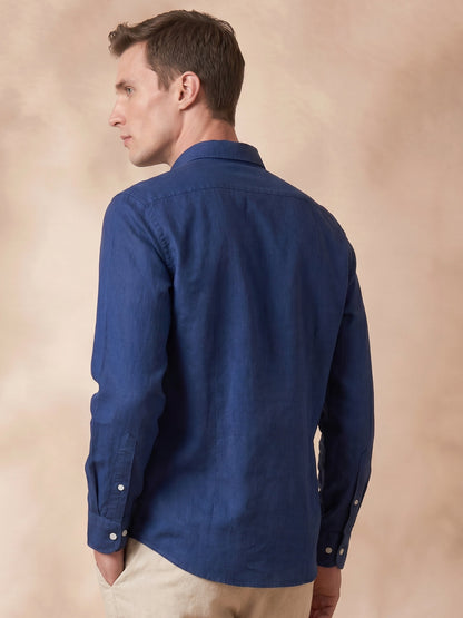 Regular Fit Navy Blue Cotton Solid Casual Shirt for Men (THEO)