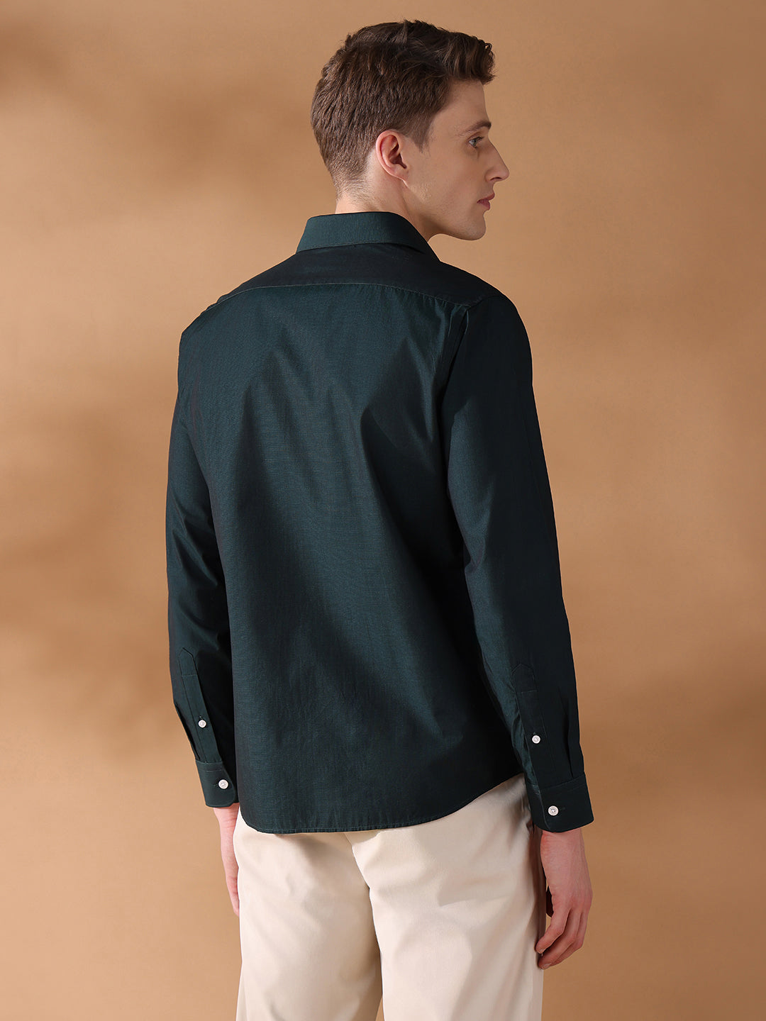 Green Regular Fit Solid Formal Shirt for Men (HILIA)