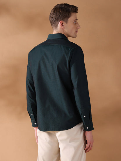 Green Regular Fit Solid Formal Shirt for Men (HILIA)