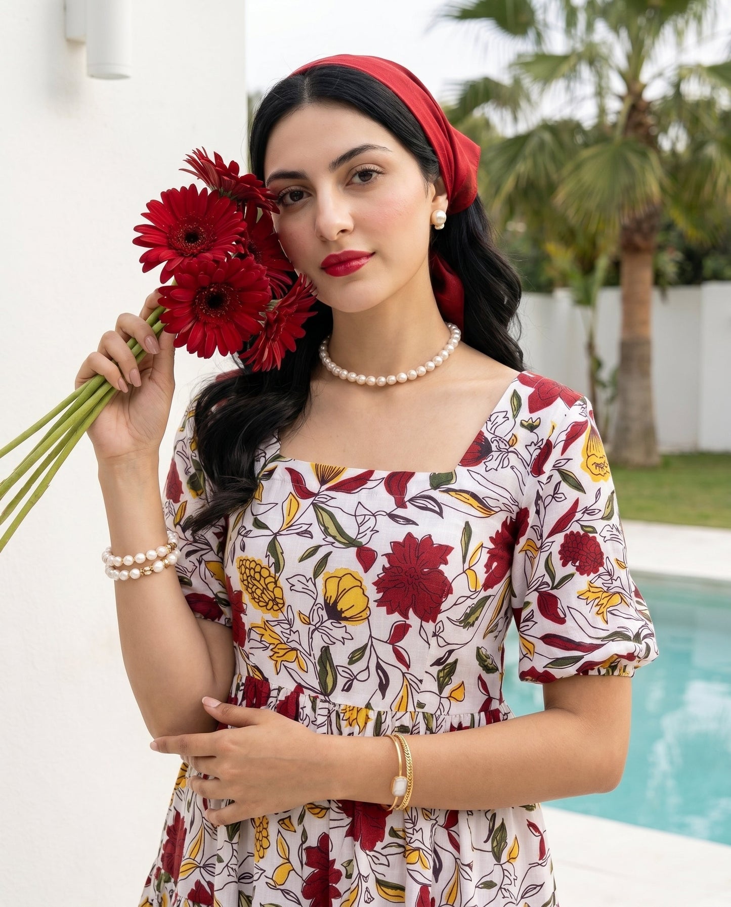 Off White Animated Floral Dress