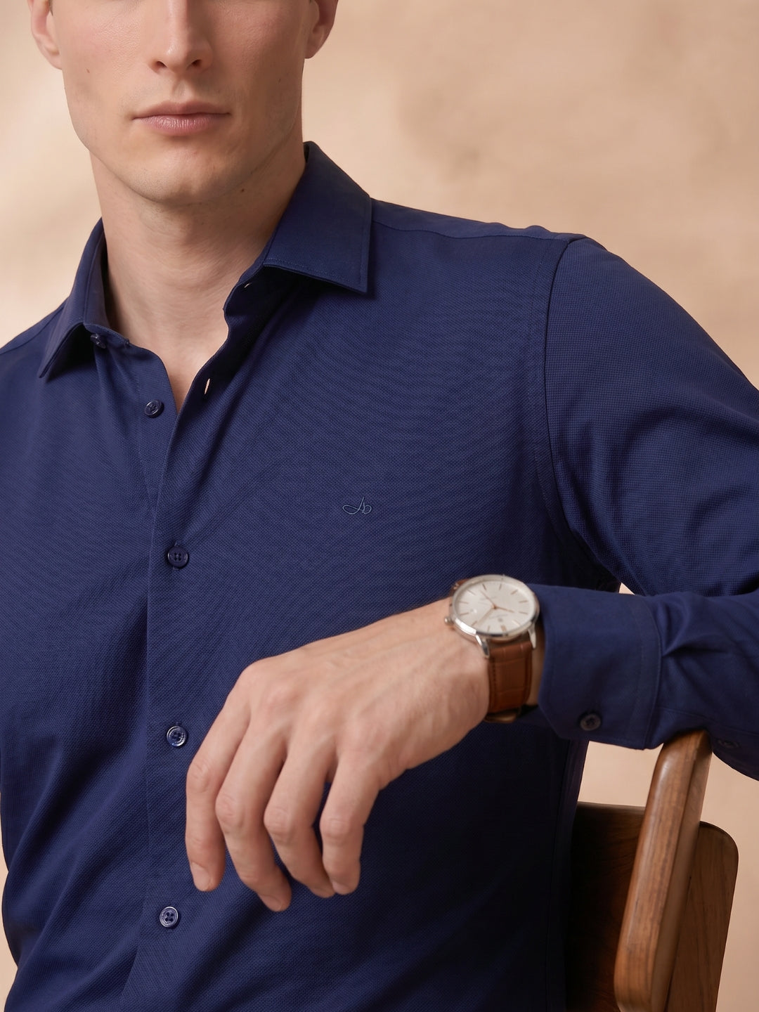Slim Fit Navy Blue Solid Formal Shirt for Men (TOMNV)