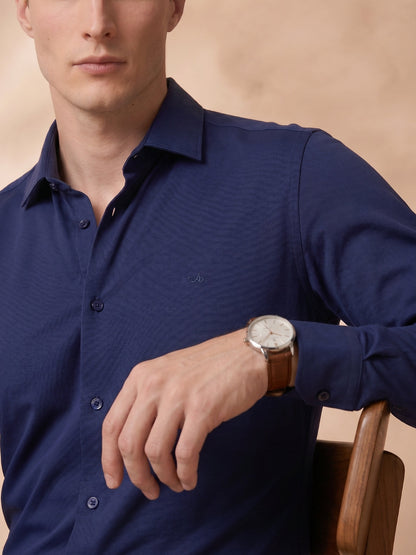 Slim Fit Navy Blue Solid Formal Shirt for Men (TOMNV)