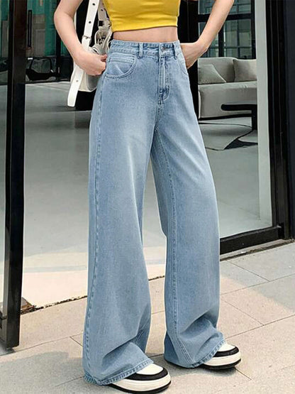 Wispy Blue Washed Wide Leg Jeans