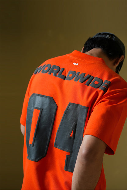 Worldwide Printed Orange Oversized T-Shirt