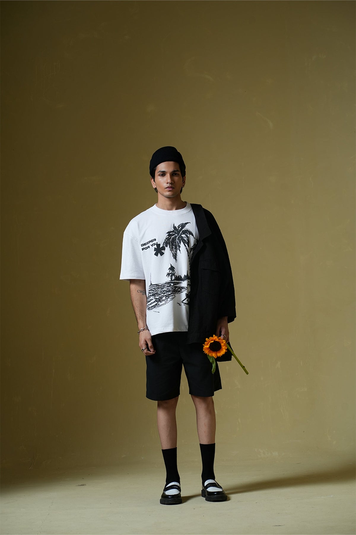 Deeper For You Printed Oversized White T-Shirt Main Character