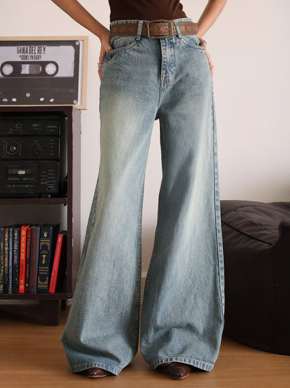 Misty Blue Washed Super Wide Leg Jeans