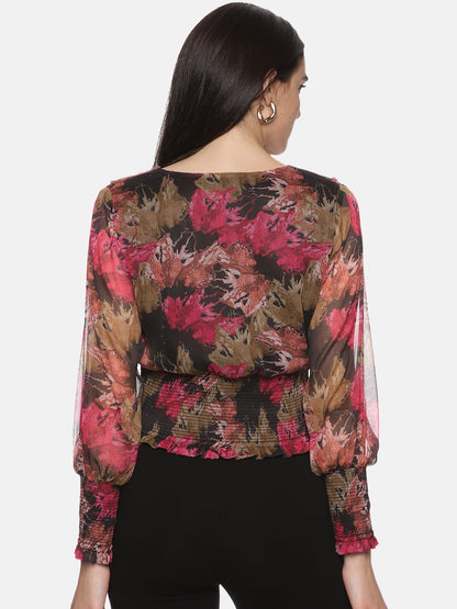 Buy Full Sleeve Crop Top In Multicolor