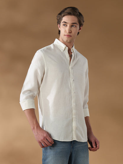 Off White Regular Fit Casual Linen Shirt for men (LORIS)